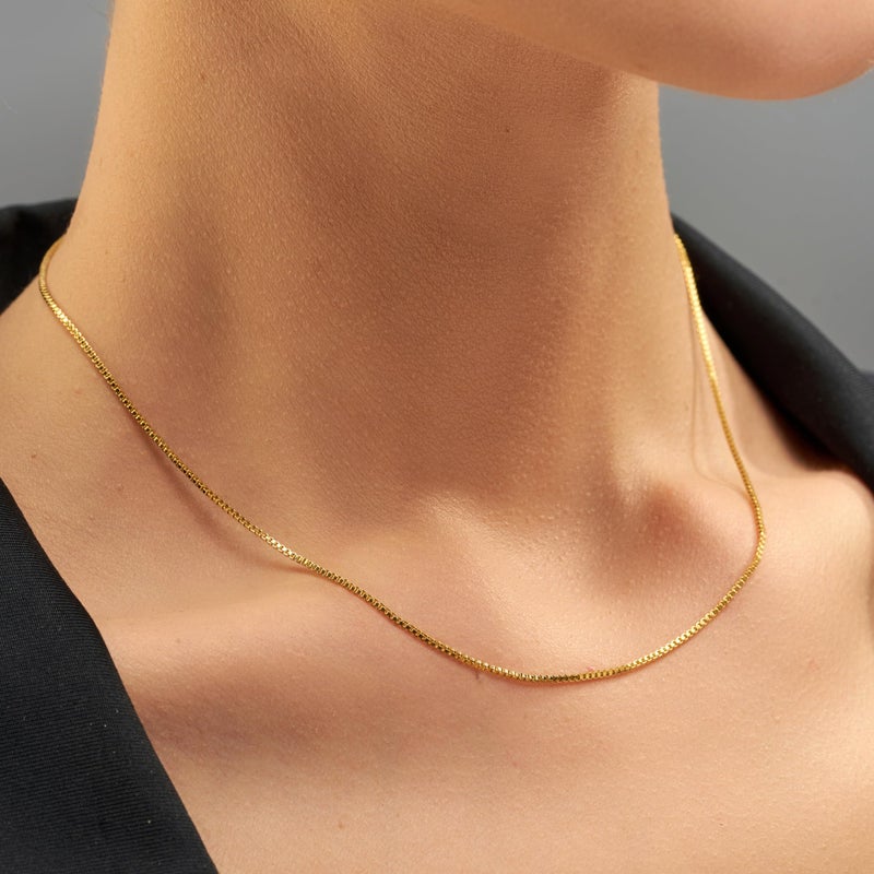 LIFETIME JEWELRY 1mm Box Chain Necklace for Women and Men 24k Real Gold Plated (16 inches, Gold) - Image 2